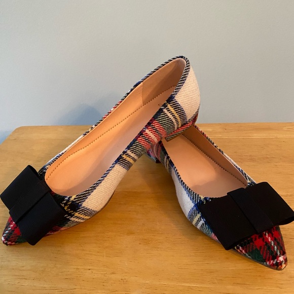 J. Crew Shoes - JCrew Plaid Stewart Tartan Ballet Flats w/bow